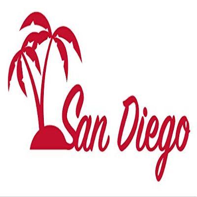San Diego y0047 Vinyl Sticker Decals (Pack of 2) for Car Window Laptop Phone (10" x 5.5", RED)