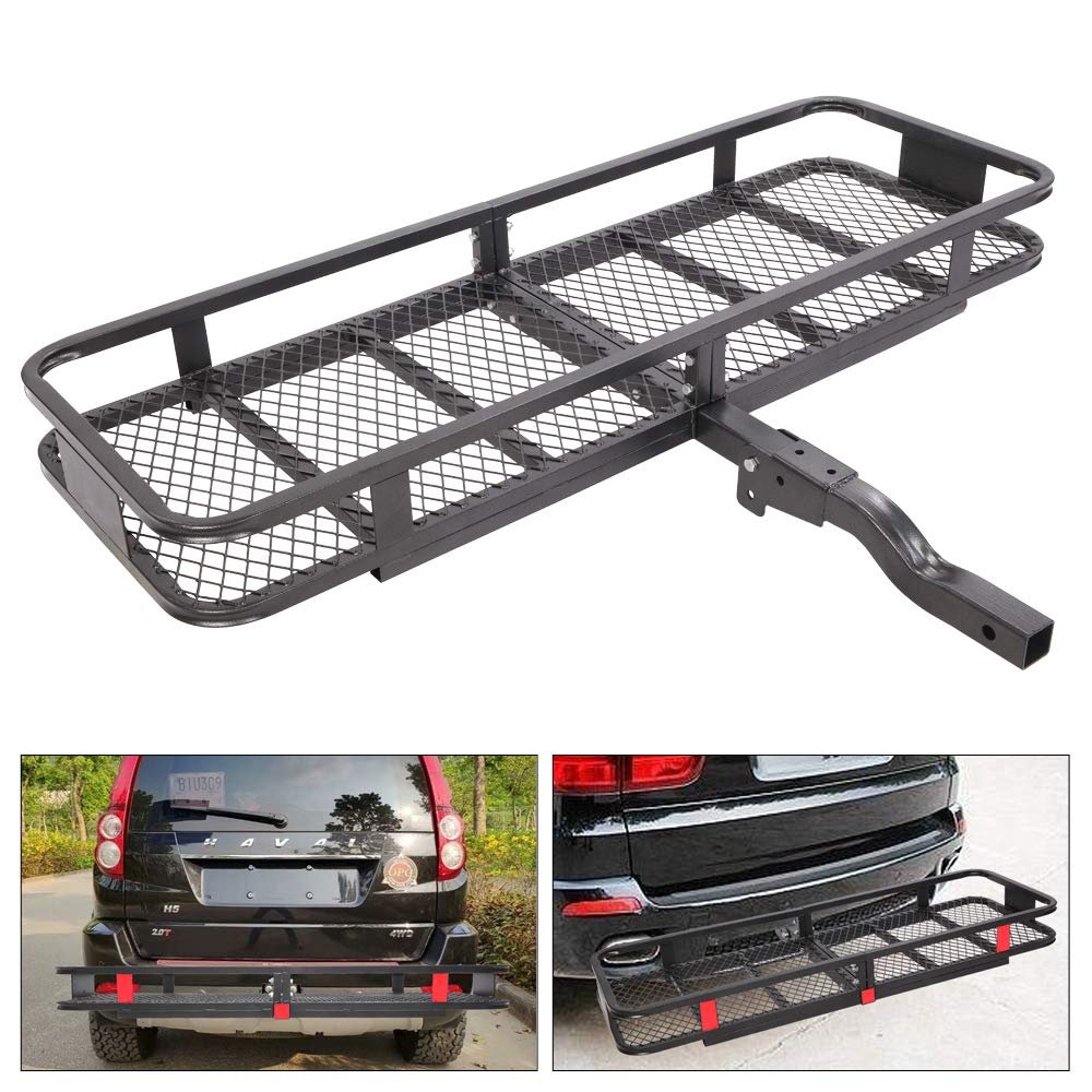 500 lb Folding Hitch Mount Cargo Carrier with Net, Cargo Storage Bag - Waterproof