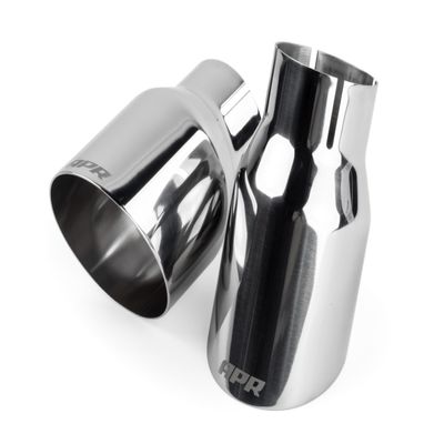 APR TPK0005 Single-Walled 3.5 in. Slash-Cut Tips Polished Silver - Set of 2