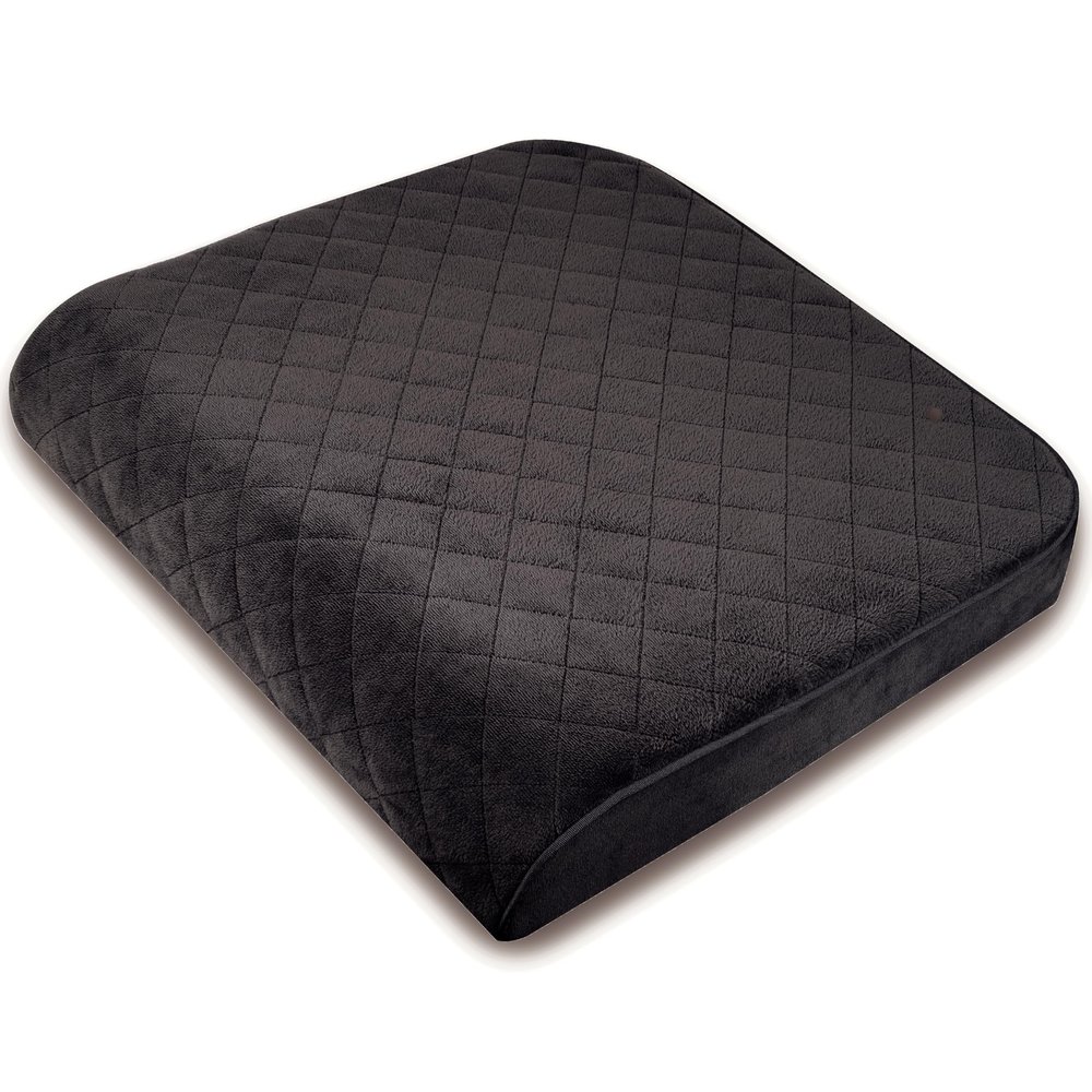 COMFORTANZA Large 19"x17"x3.25" Medium-Firm Memory Foam Seat Cushion with Cooling Effect, Washable Cover and Non-Slip Base for Office Chairs, Wheelchairs, Recliners, Cars - Back Pain Relief - Black