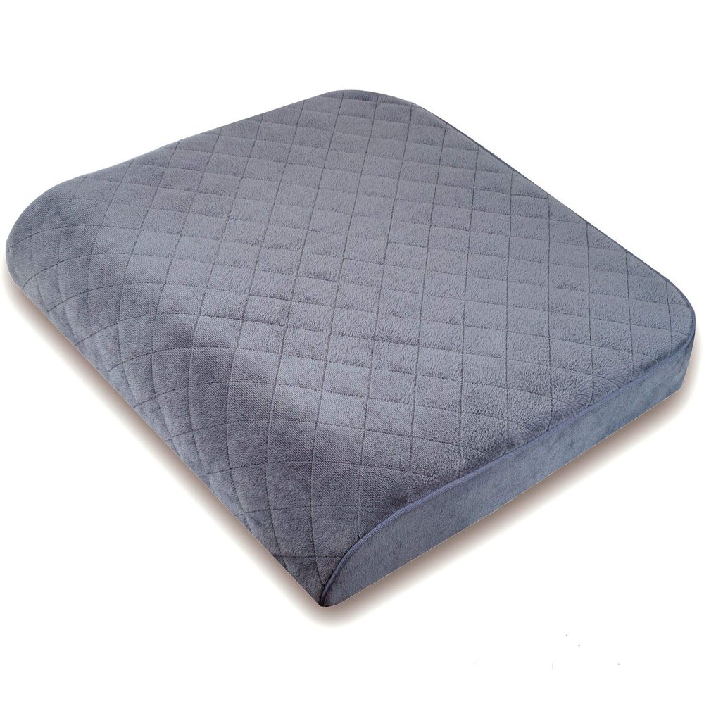 COMFORTANZA Large 19"x17"x3.25" Medium-Firm Memory Foam Seat Cushion with Cooling Effect, Washable Cover and Non-Slip Base for Office Chairs, Wheelchairs, Recliners, Cars - Back Pain Relief - Gray
