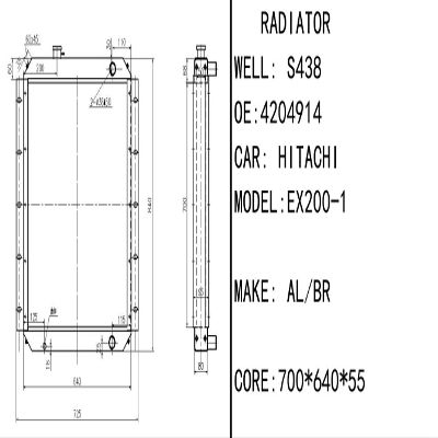 4204914 CORE Radiator FITS HITACHI Excavator EX200LC EX200-1 RX2000,6BD1