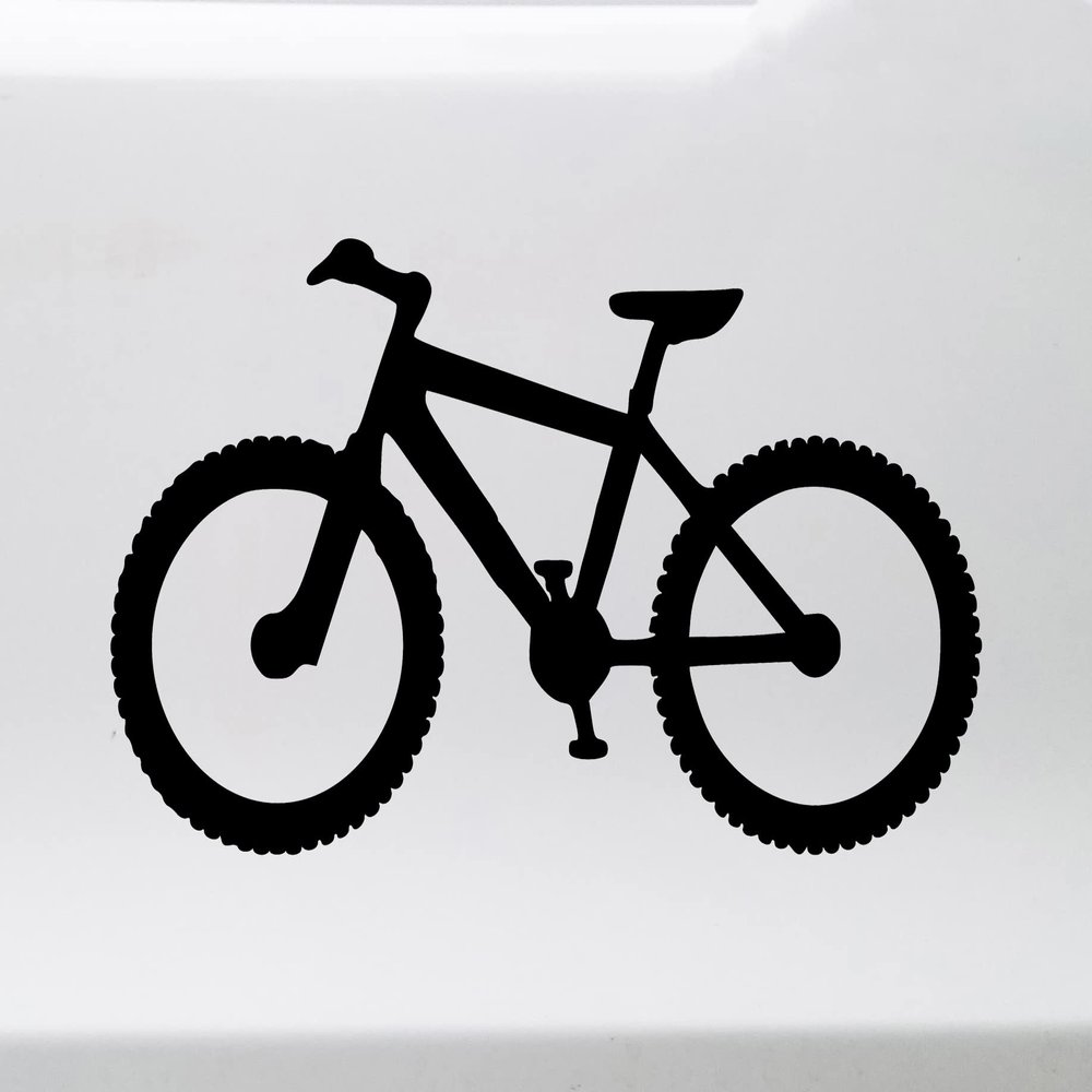 Black - Mountain Bike Vinyl Decal - Biking MTB ATB Bicycle XC Downhill Cyclocross CX - Die Cut Sticker - 12.5w x 7h inches