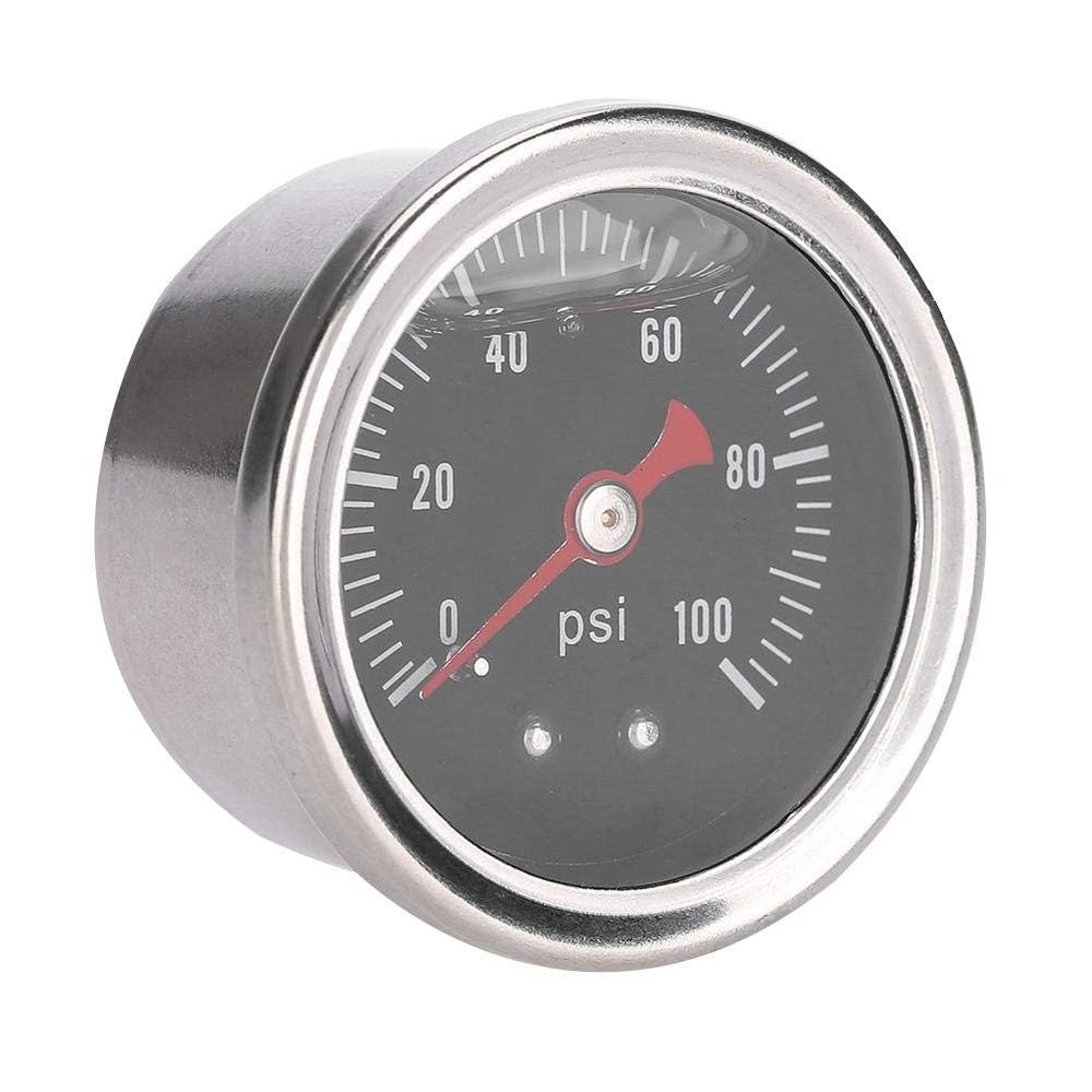 Fuel Pressure Gauge, 0-100 PSI/bar Universal Car Fuel Pressure Regulator Gauge Liquid Fill Fuel/Oil Meter
