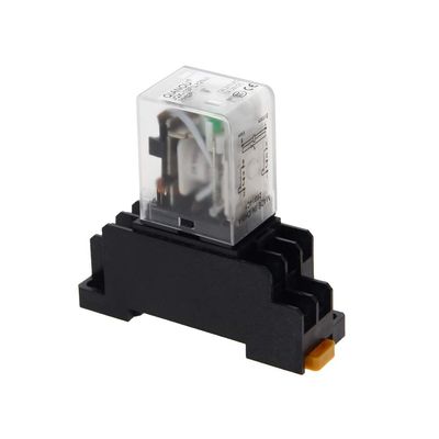 Fielect JQX-13F DC24V Coil 8 Pin 10A DPDT Electromagnetic Power Relay with Base, 2NO 2NC White and Black
