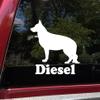 Minglewood Trading Grey - German Shepherd with Personalized Name Vinyl Decal V2 - Dog Puppy GSD - Die Cut Sticker - 6w x 6h inches view 2