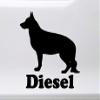 Minglewood Trading Green - German Shepherd with Personalized Name Vinyl Decal V2 - Dog Puppy GSD - Die Cut Sticker - 6w x 6h inches view 1