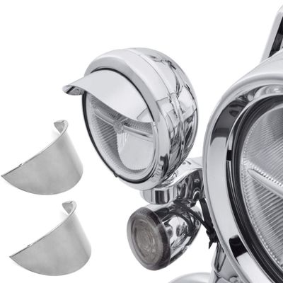XKMT- 2Pc 4.5" Passing Lamp Visor Steel SPOTLIGHT VISOR Compatible with H-D Touring Dyna Sporster [P/N: MT325-022]