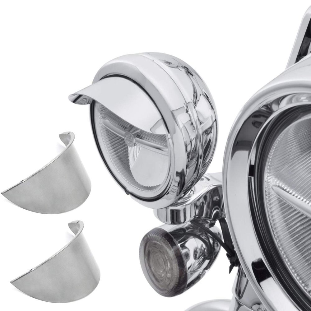 XKMT- 2Pc 4.5" Passing Lamp Visor Steel SPOTLIGHT VISOR Compatible with H-D Touring Dyna Sporster [P/N: MT325-022]