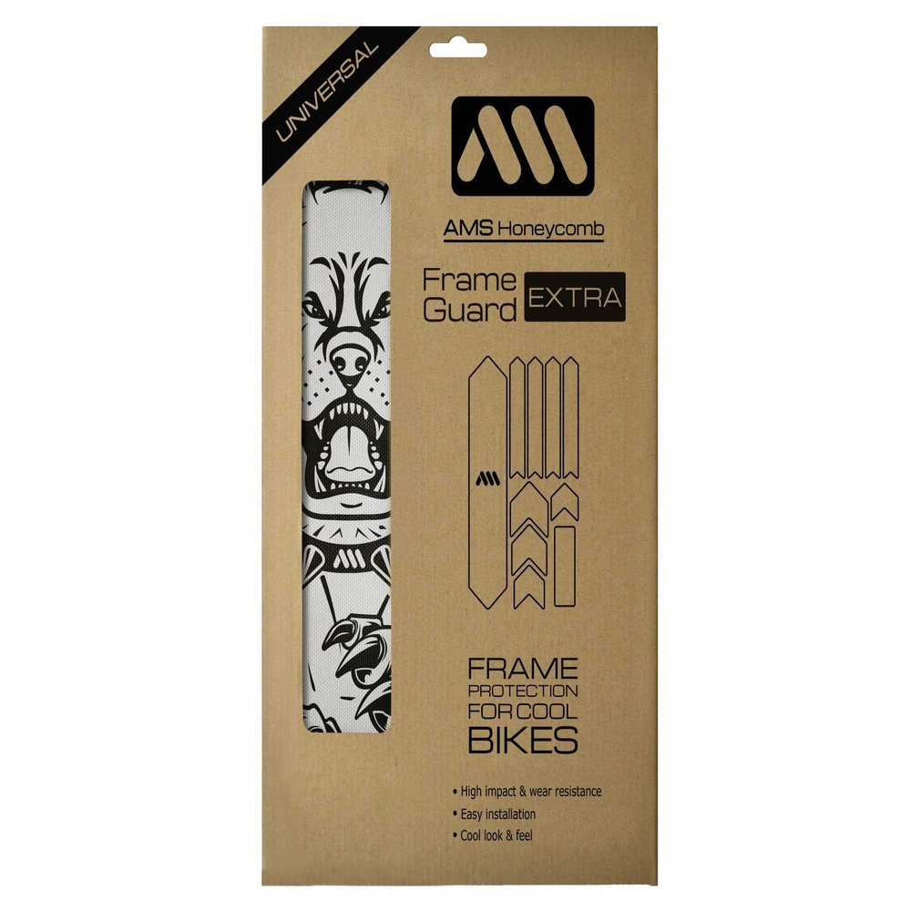 All Mountain Style AMSFG2BLWH Honeycomb High Impact Frame Guard Extra - Protects Your Bike from Scratches and dings, Black/Pitbull