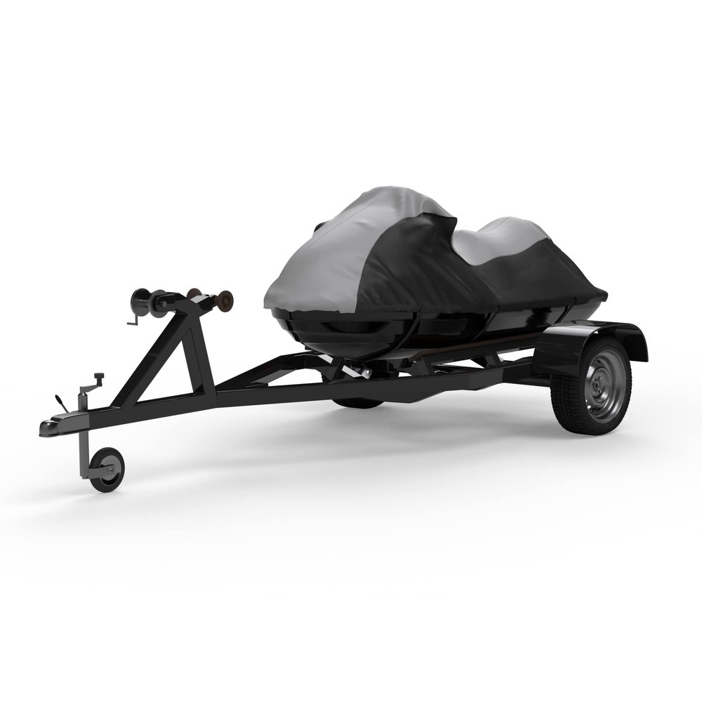Weatherproof Jet Ski Cover Compatible with 2020 Yamaha Wave Runner FX Limited SVHO - Gray/Black Color - Trailerable - Protects from Rain, Sun, and More! Includes Trailer Straps and Storage Bag