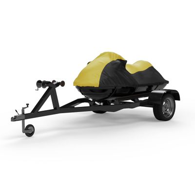 Weatherproof Max Jet Ski Cover Compatible with 2020 Kawasaki STX 160 Yellow/Black Color Trailerable Protects from Rain, Sun, and More! Includes Trailer Straps and Storage Bag
