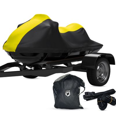 Weatherproof Max Jet Ski Cover Compatible with 2019-2026 Yamaha WaveRunner FX HO/FX Cruiser HO/FX SVHO/FX Cruiser SVHO/FX Limited SVHO Yellow/Black Color Trailerable