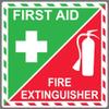 First Aid Fire Extinguisher Inside Vinyl Sticker Decal Emergency Safety Kit (7.65" 7.65") view 1