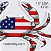12 inch Wide USA American Flag Crab Sticker Patriotic Fishing Design Boat Car Vehicle Window Graphic view 3
