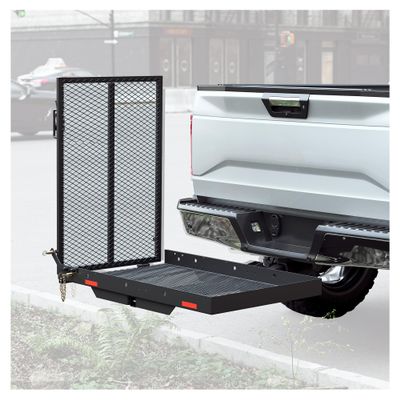 KUAFU Trailer Hitch Folding Mobility Scooter Carrier Rack Luggage Basket Lift Rack Loading Ramp Wheelchair Carrier Mount Steel