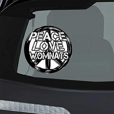 Makoroni - Peace Love WOMNATS Car Laptop Wall Sticker Decal - 5"x5", #x13