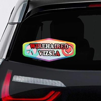 Makoroni - Peace Love Wirehaired Vizsla Dog Dogs Car Laptop Wall Sticker Decal - 8"x4", #z82