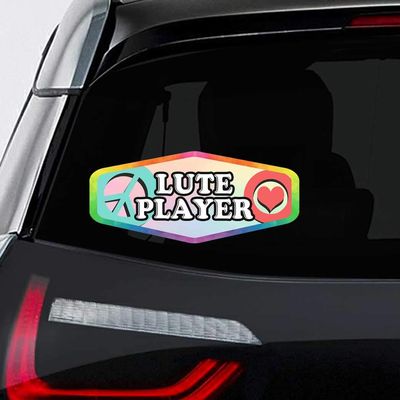 Makoroni - Peace Love LUTE Player Music Car Laptop Wall Sticker Decal - 8"x4", #g70