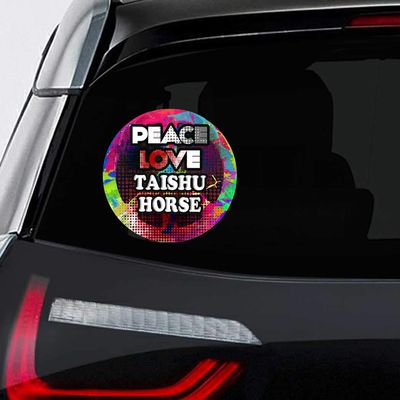 Makoroni - Peace Love TAISHU Horse Car Laptop Wall Sticker Decal - 5"x5", #d10