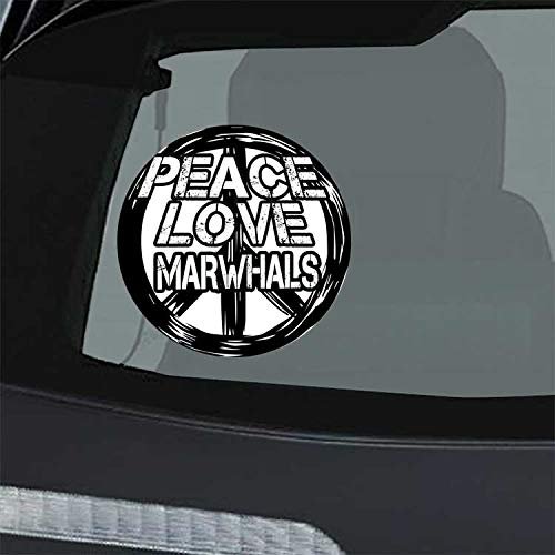 Makoroni - Peace Love MARWHALS Car Laptop Wall Sticker Decal - 5"x5", #u30
