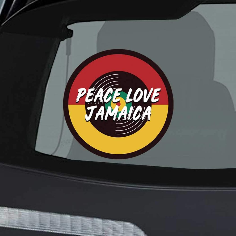 Makoroni - Peace Love Jamaica Jamaican Jamaica Reggae Car Laptop Wall Sticker Decal - 5"x5", #p78