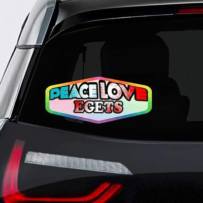 Makoroni - Peace Love EGETS Car Laptop Wall Sticker Decal - 8"x4", #t98