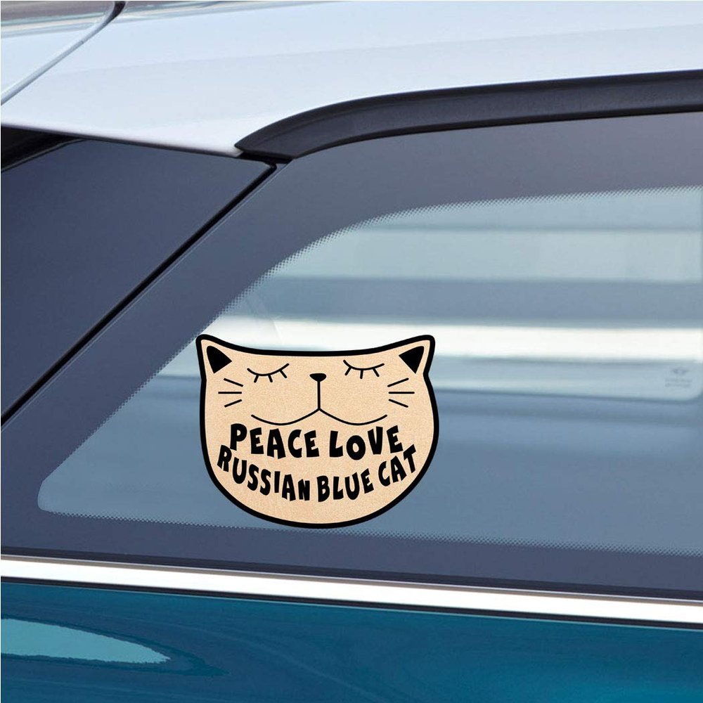 Makoroni - Peace Love Russian Blue CAT Cat Car Laptop Wall Sticker Decal - 6"x4.5", #y52