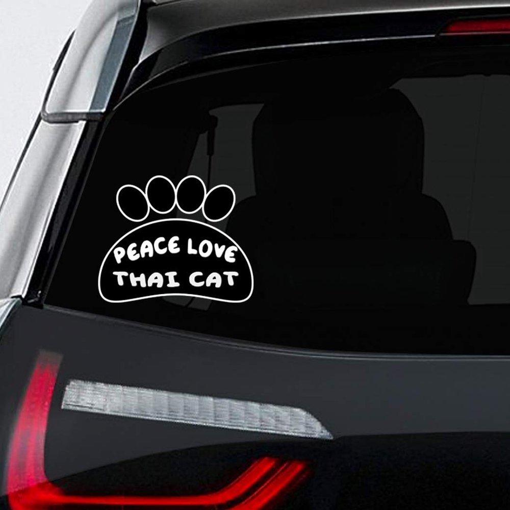 Makoroni - Peace Love Thai CAT Cat Car Laptop Wall Sticker Decal - 6"x5", #i7
