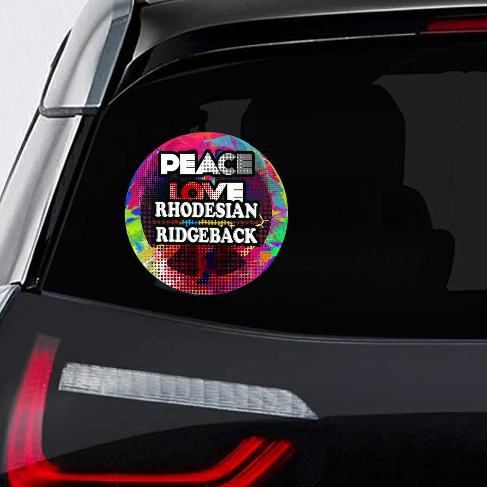 Makoroni - Peace Love Rhodesian Ridgeback Dog Dogs Car Laptop Wall Sticker Decal - 5"x5", #y66