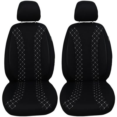 BREMER SITZBEZGE Dimension Car Seat Covers Compatible with Toyota Corolla E12 Driver & Passenger Set from 20012007 Car Seat Covers Protective Cover Set Car Seat Covers Pack of 2 in BlackWhite