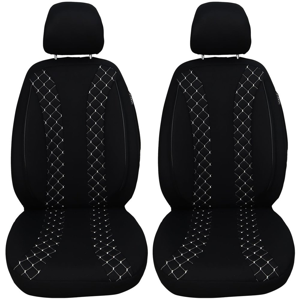 BREMER SITZBEZGE Dimension Car Seat Covers Compatible with Toyota Corolla E12 Driver & Passenger Set from 20012007 Car Seat Covers Protective Cover Set Car Seat Covers Pack of 2 in BlackWhite