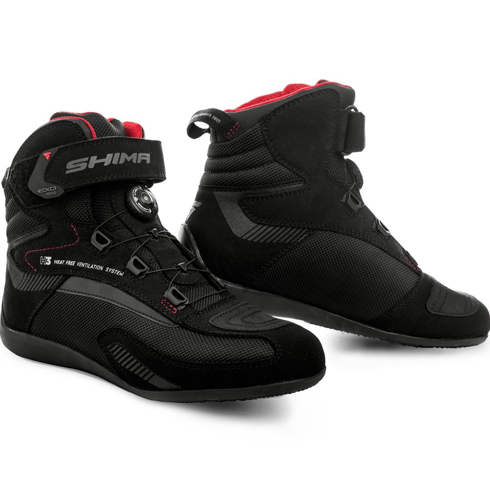 SHIMA EXO Vented, Motorcycle Shoes for Men | Breathable, Reinforced Street Riding Shoes with ATOP Closure System, Ankle Support, Anti-Slip Sole, Gear Pad (Black, 10.5)