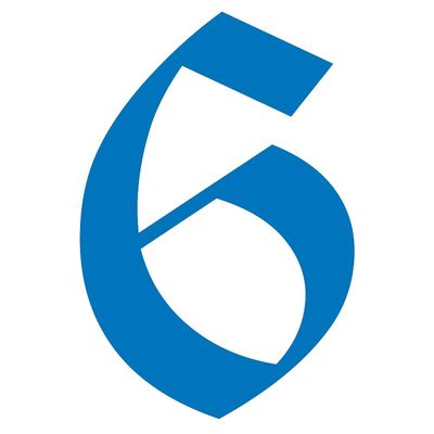 Applicable Pun Old English Number 6 - Vinyl Decal - Sky Blue 7 Inches Tall