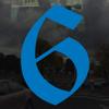 Applicable Pun Old English Number 6 - Vinyl Decal - Sky Blue 7 Inches Tall view 2