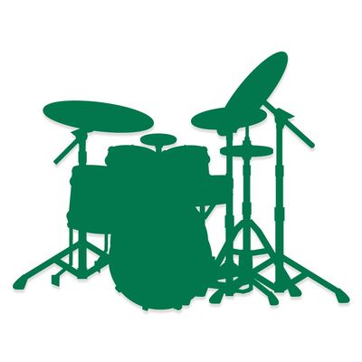 Applicable Pun Drum Kit Silhouette - Vinyl Decal - Green 11 Inches Wide
