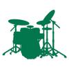 Applicable Pun Drum Kit Silhouette - Vinyl Decal - Green 11 Inches Wide view 1