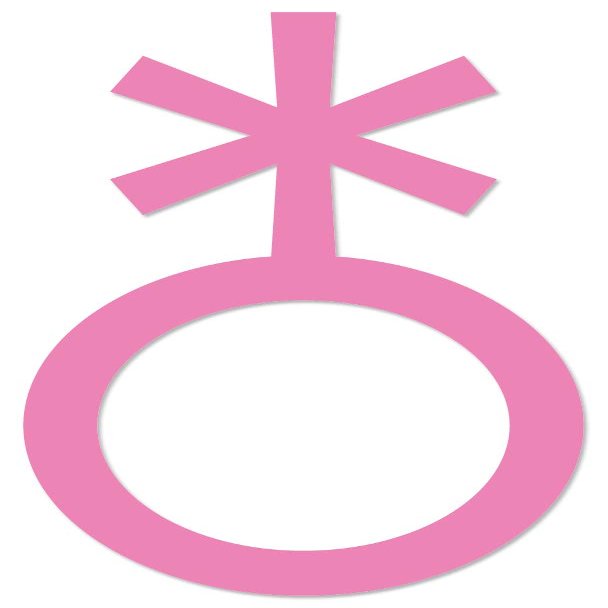 Applicable Pun Non Binary Symbol - Vinyl Decal - Light Pink 8 Inches Wide