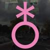 Applicable Pun Non Binary Symbol - Vinyl Decal - Light Pink 8 Inches Wide view 2