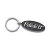 Peterbilt Black Oval Keychain 2" Nickel Plated Zinc Key Fob PB view 1