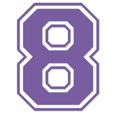 Applicable Pun Varsity Number 8 - Vinyl Decal - Lavendar 8 Inches Tall