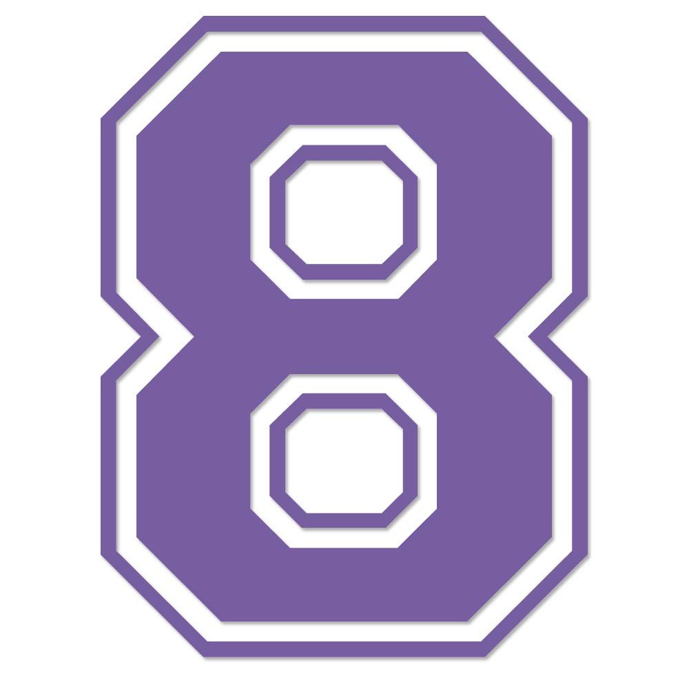 Applicable Pun Varsity Number 8 - Vinyl Decal - Lavendar 8 Inches Tall