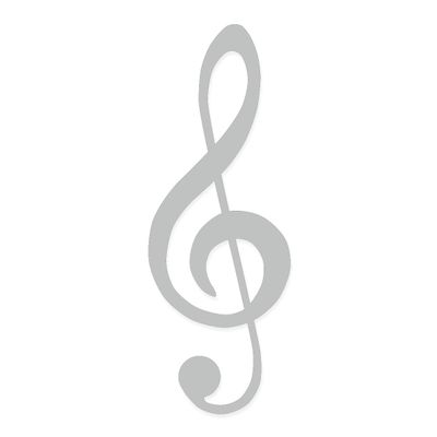 Applicable Pun Treble Clef Symbol - Vinyl Decal - Light Grey 5 Inches Wide