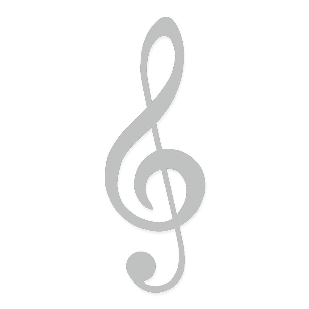 Applicable Pun Treble Clef Symbol - Vinyl Decal - Light Grey 5 Inches Wide