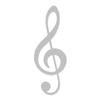 Applicable Pun Treble Clef Symbol - Vinyl Decal - Light Grey 5 Inches Wide view 1