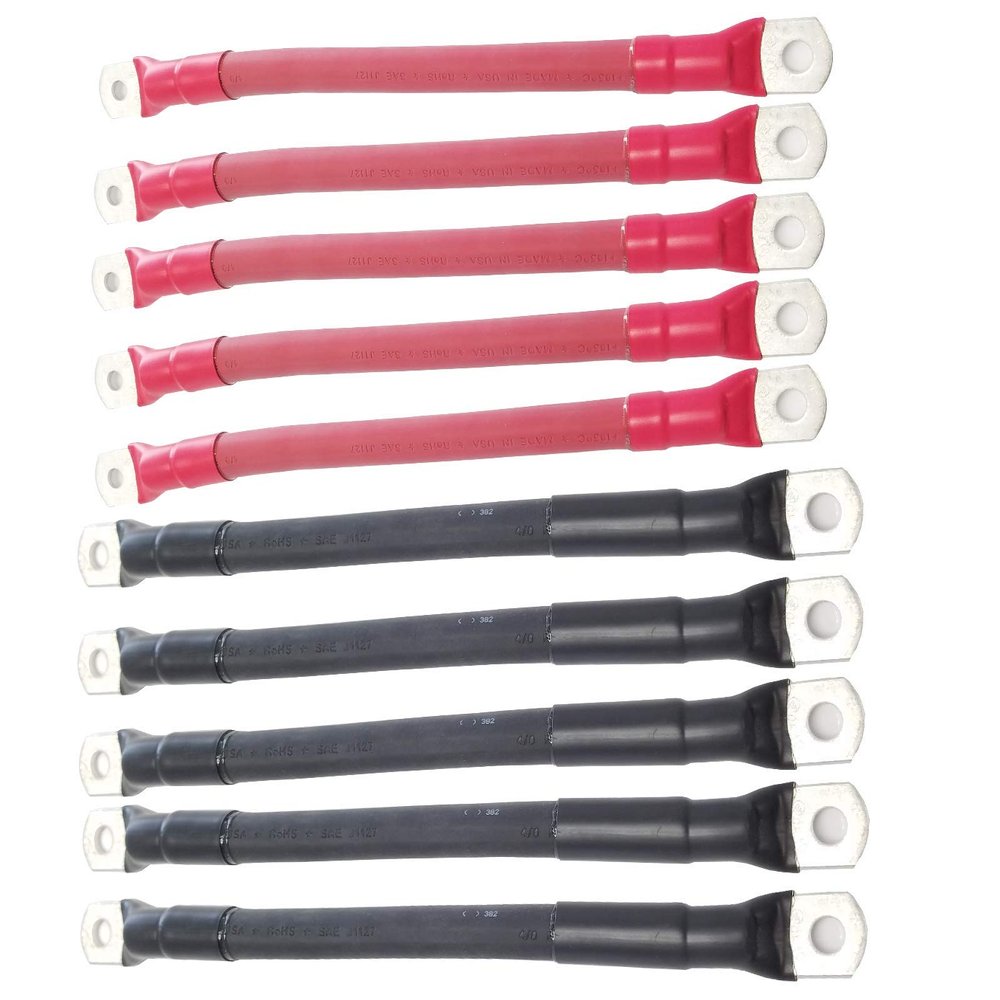 Na 4/0 Solar Battery Cables 5 RED/5 Black 4/0 12" EA Sealed Wind,RV, Inverter USA