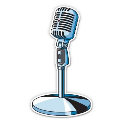 Microphone Retro Studio Radio Broadcast Media - 5" Vinyl Sticker - for Car Laptop I-Pad - Waterproof Decal