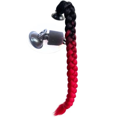 3T-SISTER Suction Cup Ponytail Motorcycle Helmet Pigtails Curly Braids Hair Synthetic Fibre Pony Tails Ombre Color 22Inch (Helmet not Included)