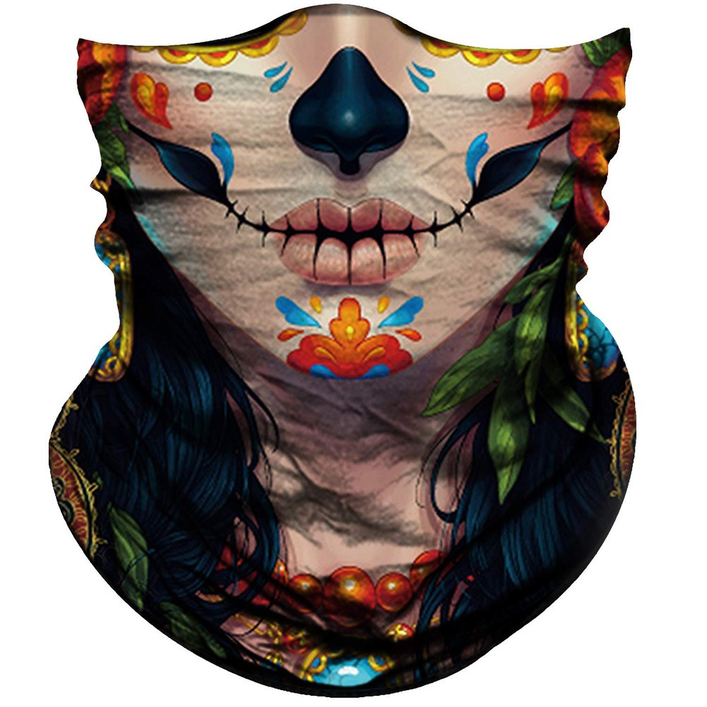 Obacle Skull Face Mask for Women Men Dust Wind UV Sun Protection Seamless Bandana Face Mask for Rave Festival Motorcycle Riding Biker Outdoor Running 3D Tube Mask (Human Face Black Nose Tear Lips)