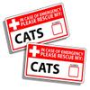 (2) Sign in case of Emergency Please Rescue My Cats 2x1 inches Lunch Box Bumper Sticker Love Baby Laptop car Window Truck Water Bottle Flask Outdoors - Made and Shipped in USA view 1